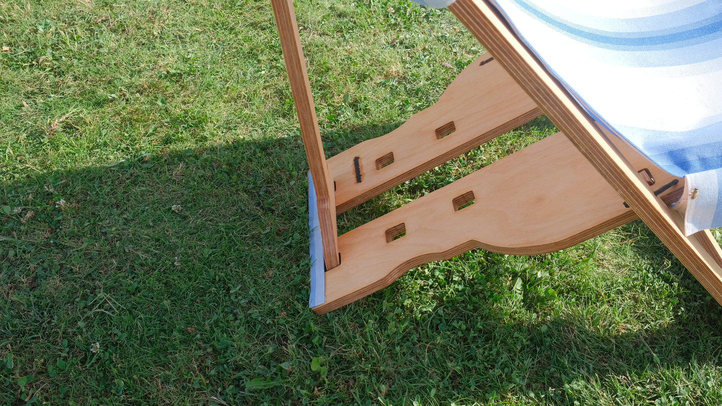 Outdoor Adjustable Camping Lounger (Yellow and Gray with White stripes)