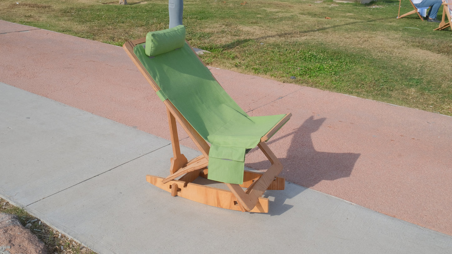 Green Color Outdoor Adjustable Camping Sunbed