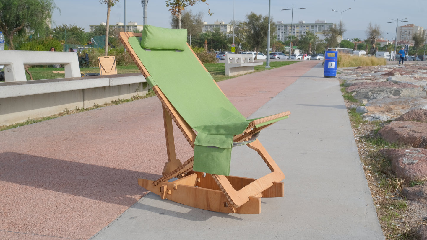 Green Color Outdoor Adjustable Camping Sunbed